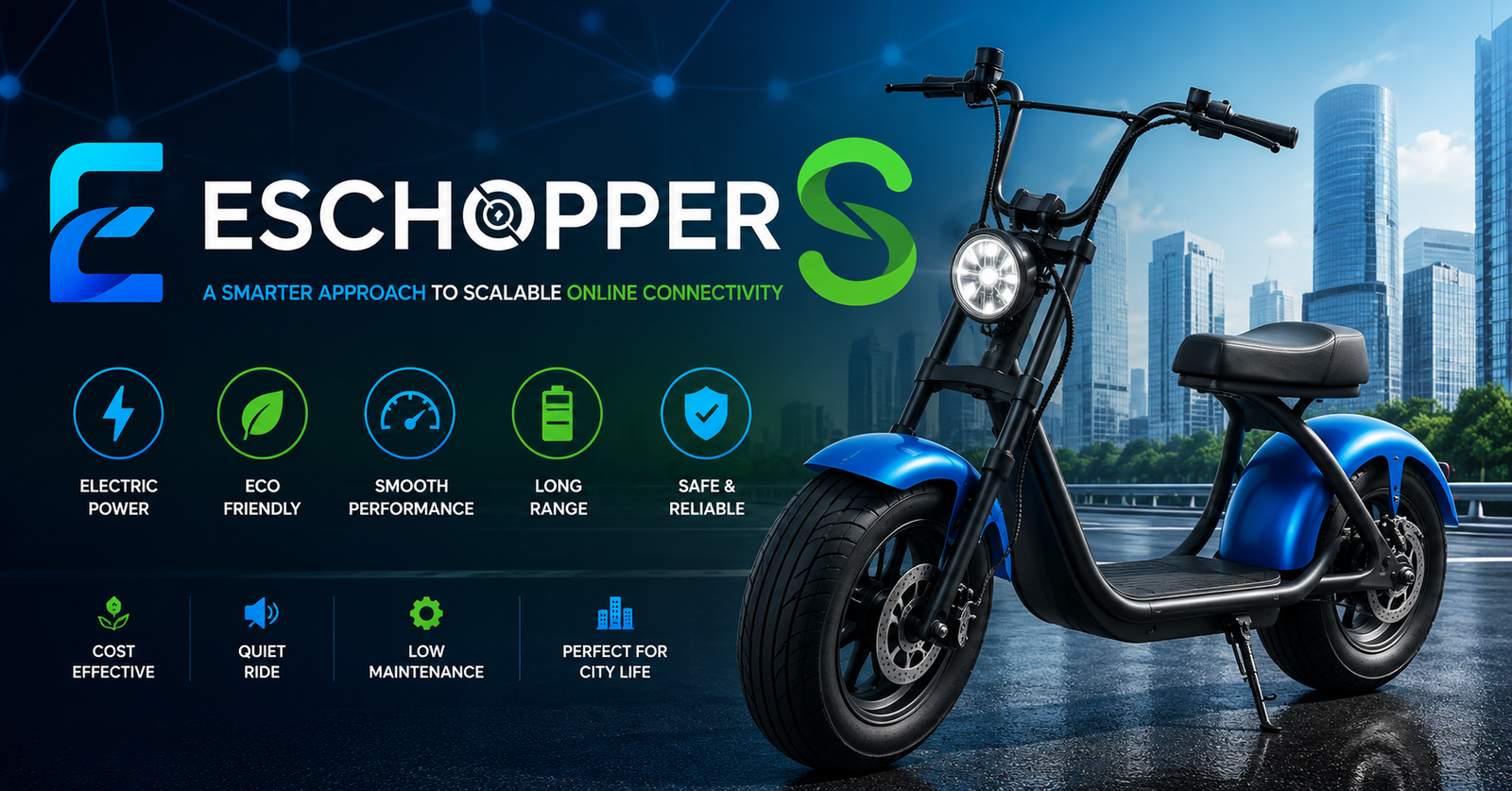 Eschoppers logo representing scalable online commerce and digital business solutions